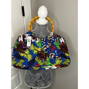 NWT New Tropical Handbag Bamboo Handle